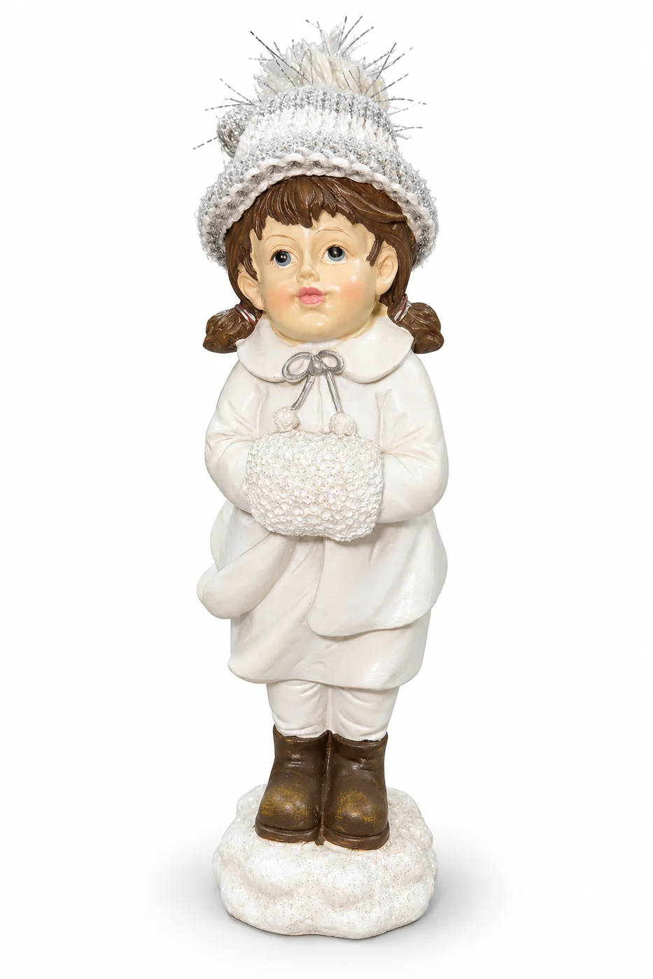 Statuina Bimba Natalizia Decorativa con Dettagli in Tessuto – Altezza 20 cm