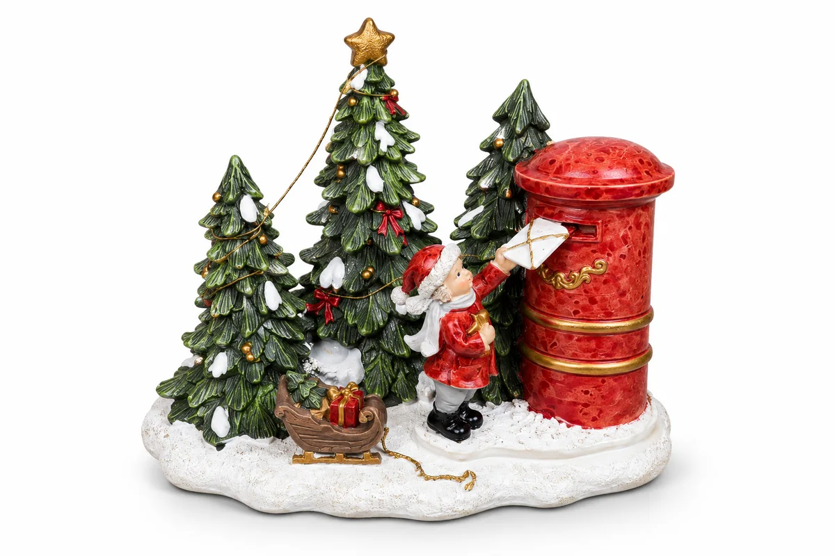 Paesaggio Natalizio Decorativo in Resina – Altezza 14 cm