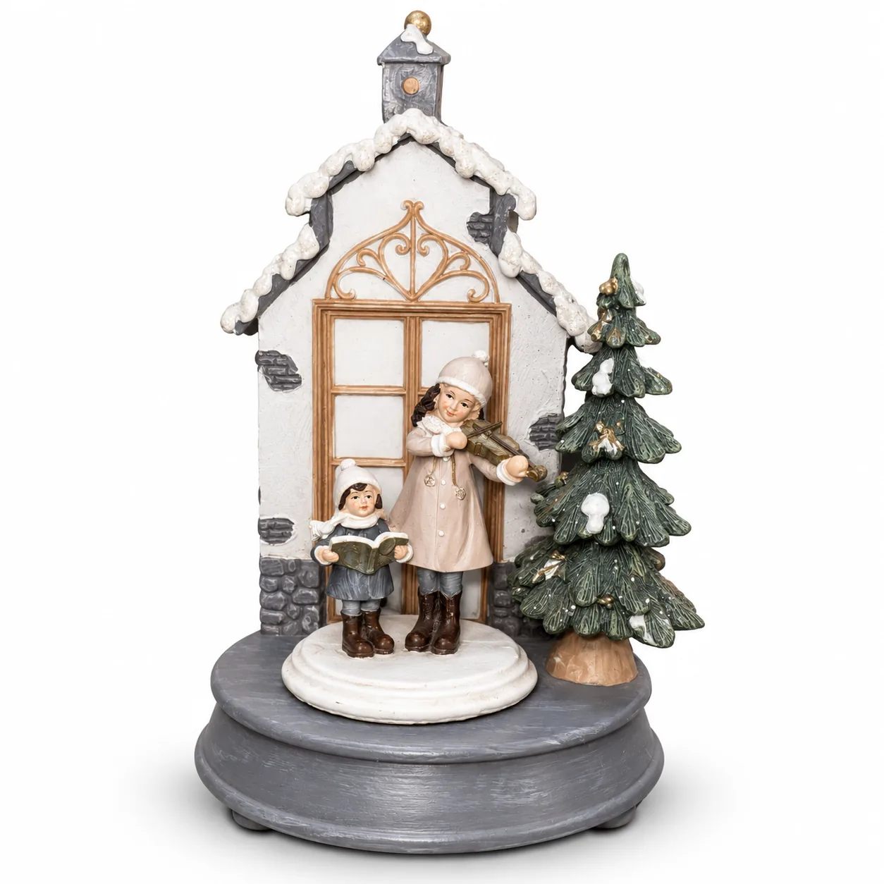 Paesaggio Natalizio Decorativo con Carillon e Bimbi Musicisti – Altezza 26 cm