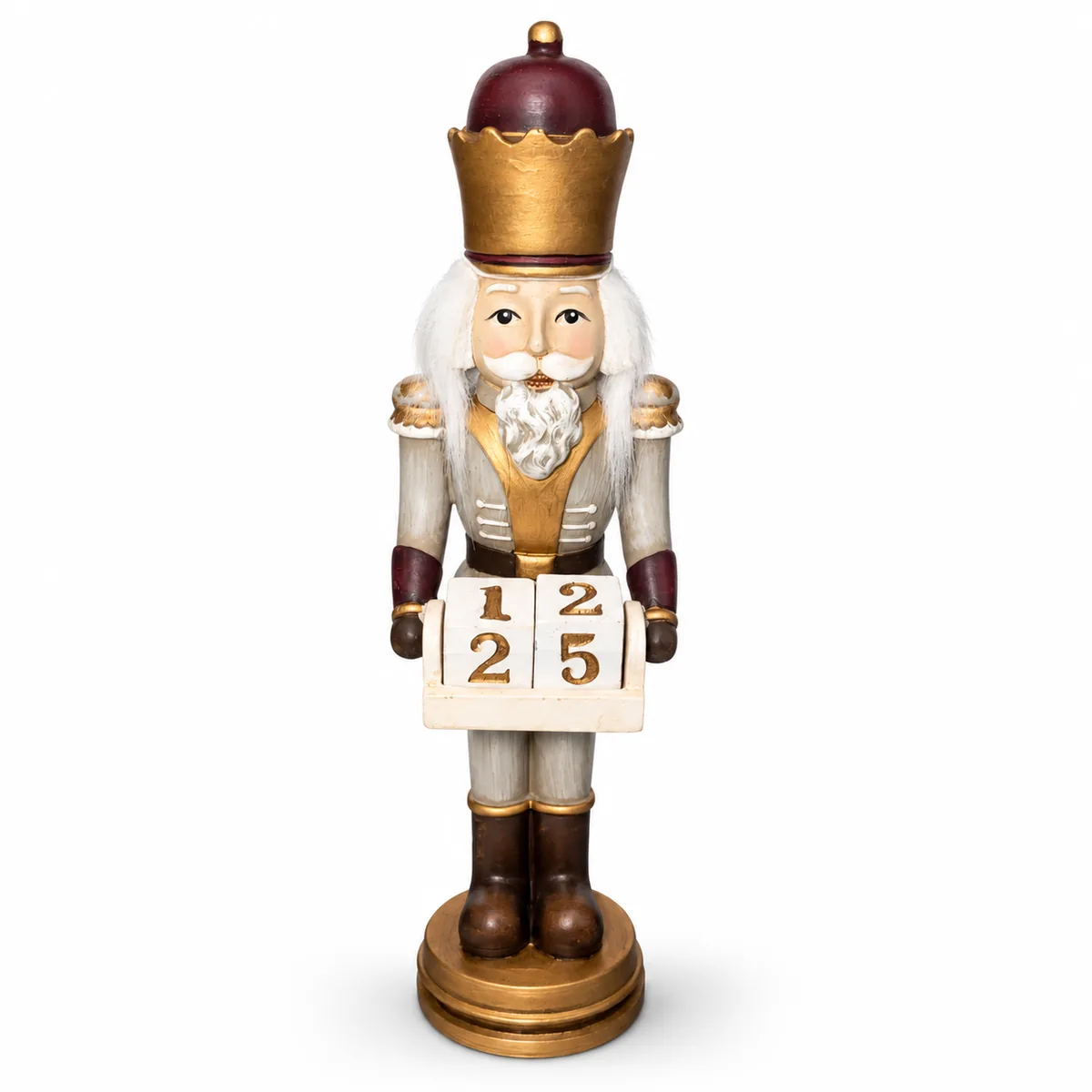 Statuina Schiaccianoci Natalizio con Calendario Perpetuo – Altezza 22 cm