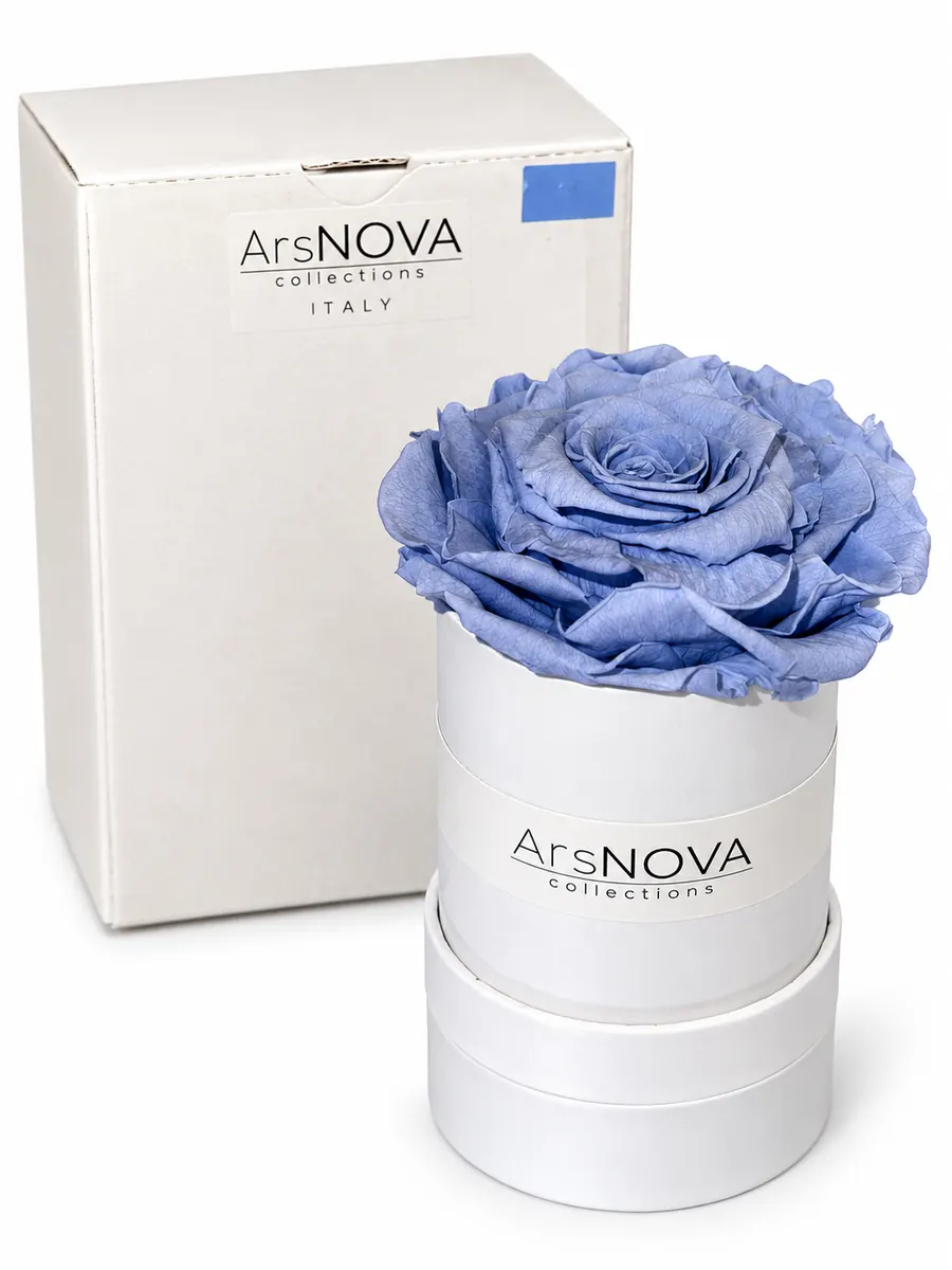 ArsNOVA Collections Home & Flower Fragrance – Profumatore Ambiente con Rosa Stabilizzata Singola (Blu Pastello / Celeste Lavanda)