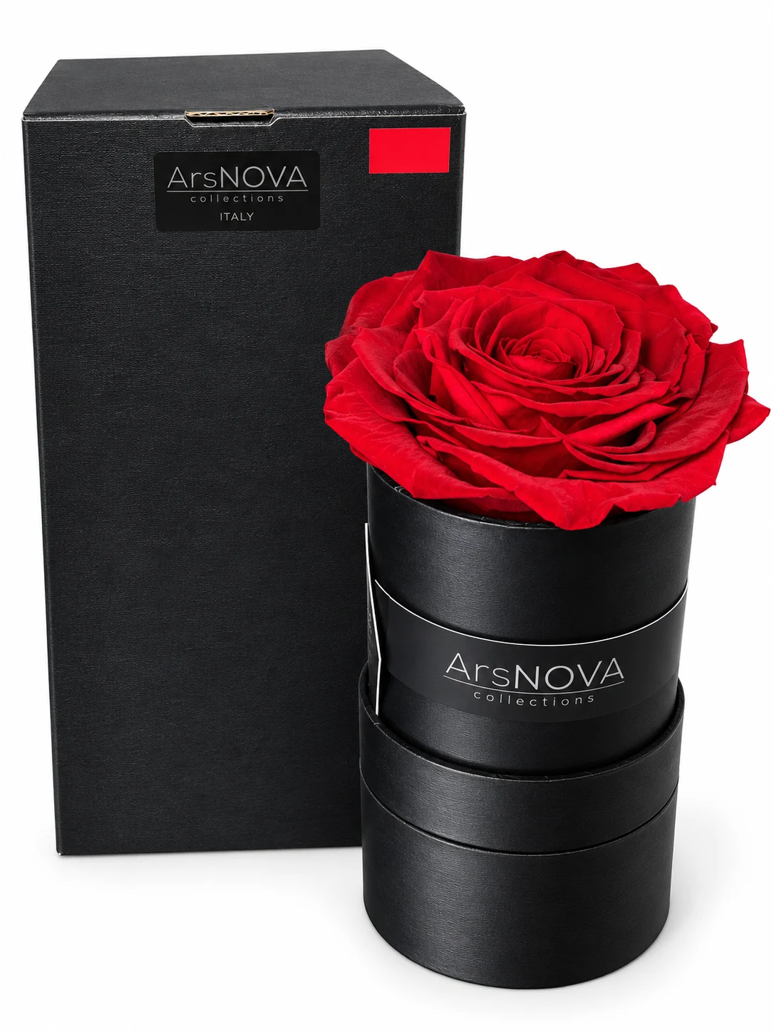 ArsNOVA Collections Home & Flower Fragrance – Profumatore Ambiente con Rosa Stabilizzata Singola Rossa (Box Nero)