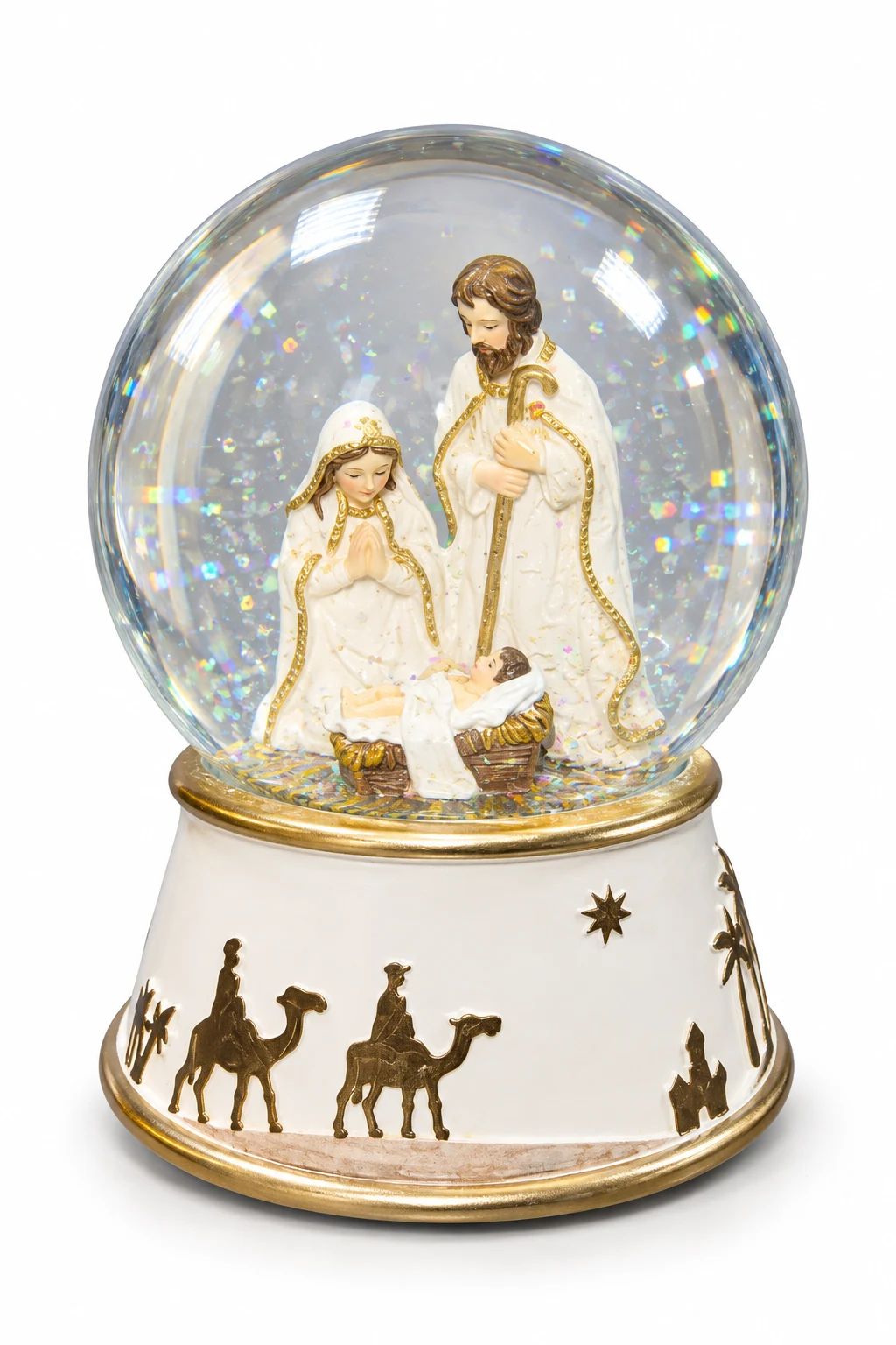 Palla di Neve Natalizia con Carillon e Natività – Altezza 15 cm